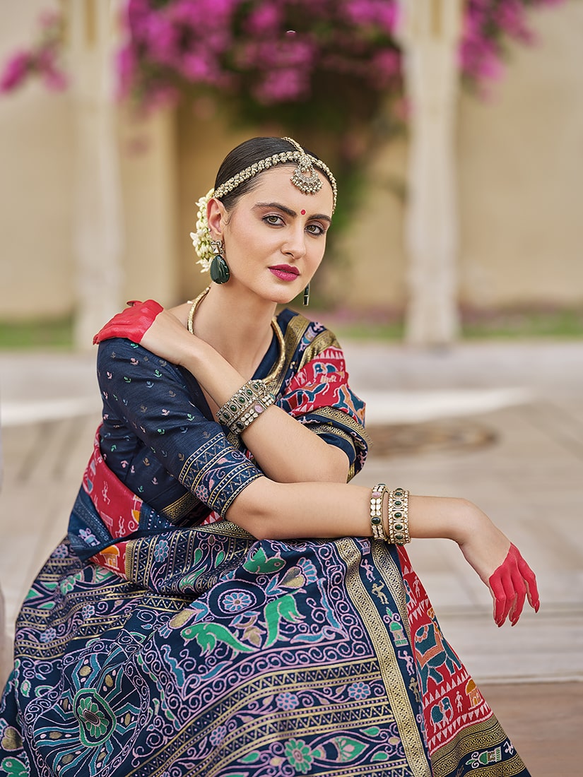 Hot Pink Silk Classic Saree with Foil Print