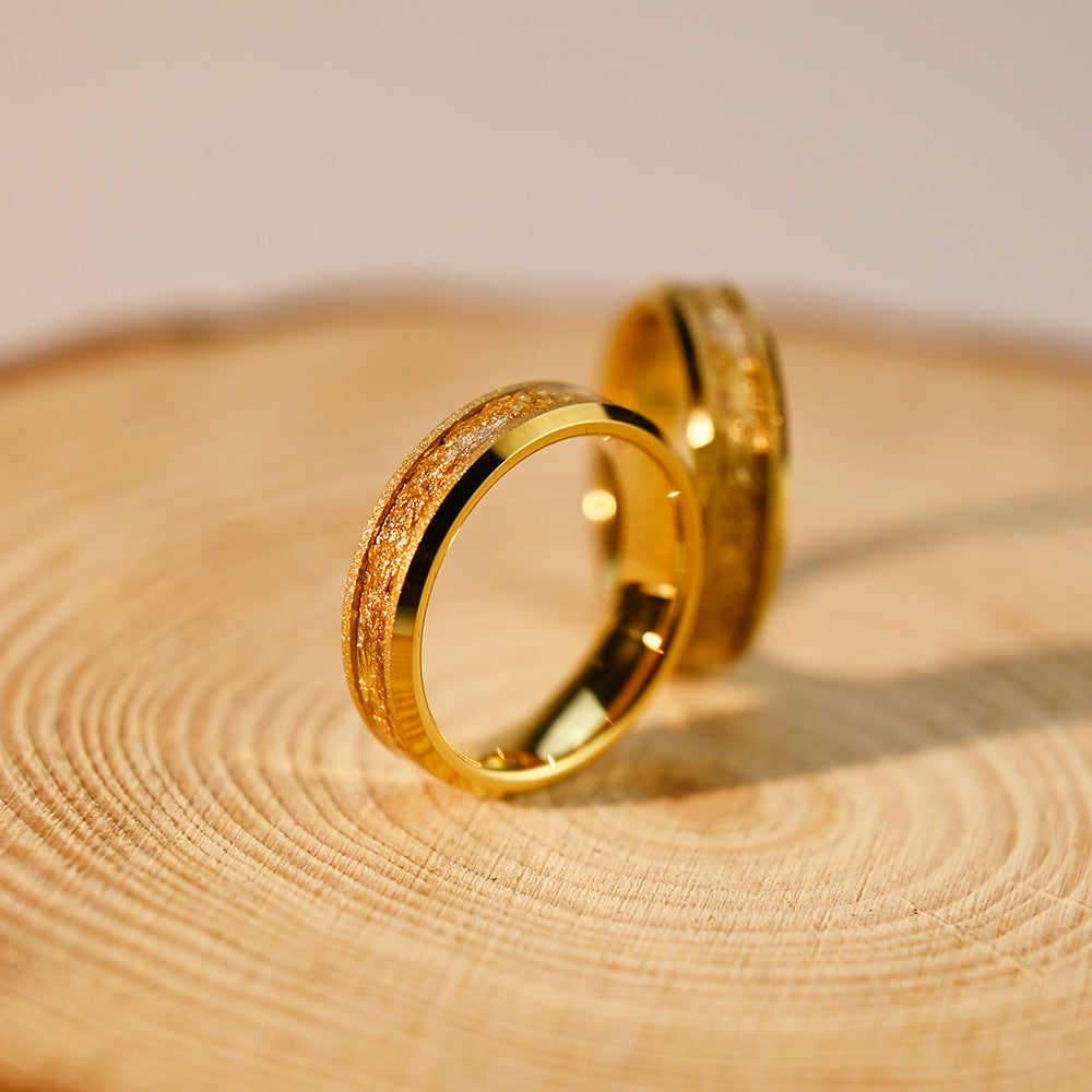 6mm Gold Tungsten Steel Sandblasted Ring Minimalist Unisex Band