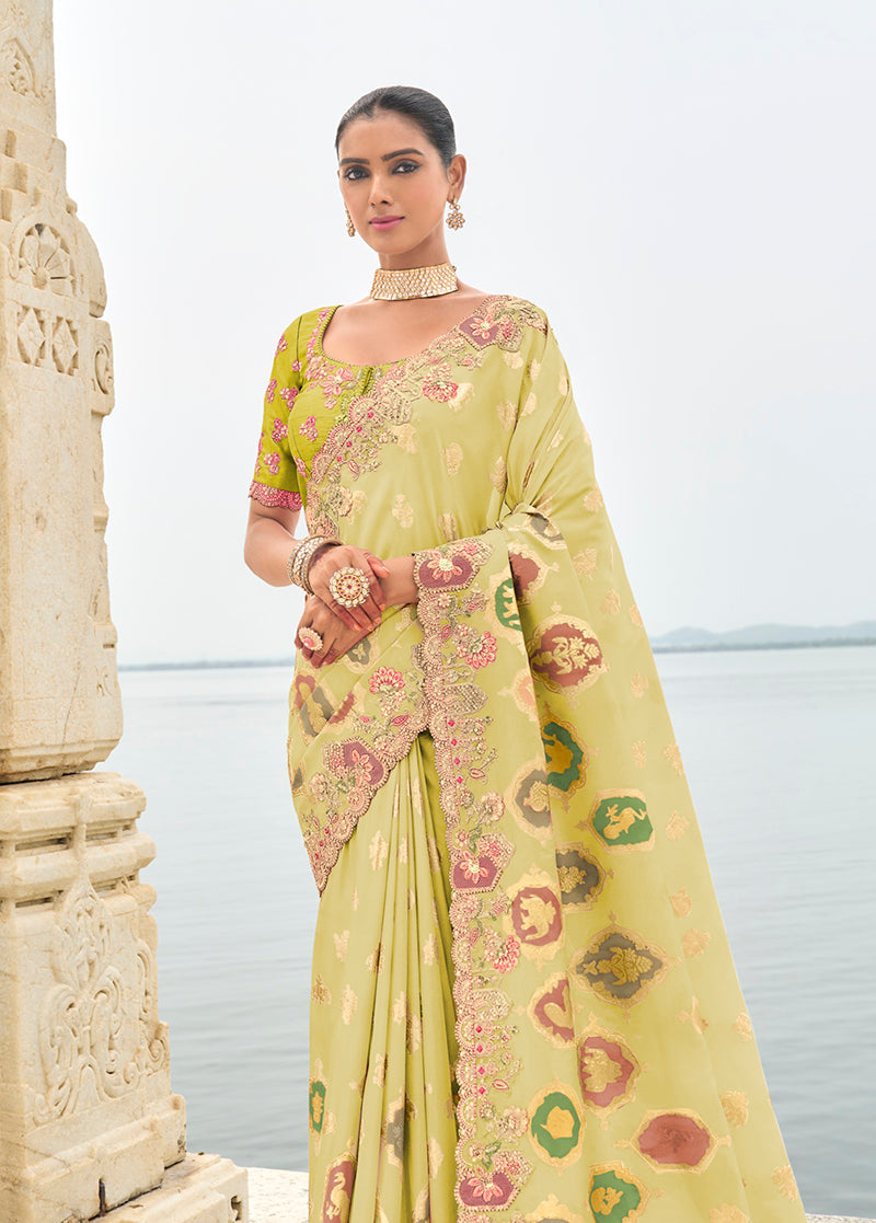 Stone Green Silk Blend Saree for Classic Ethnic Style