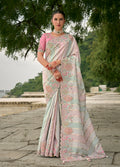 Multicolor Banarasi Silk Blend saree with heavy patchwork border and sequin embroidery