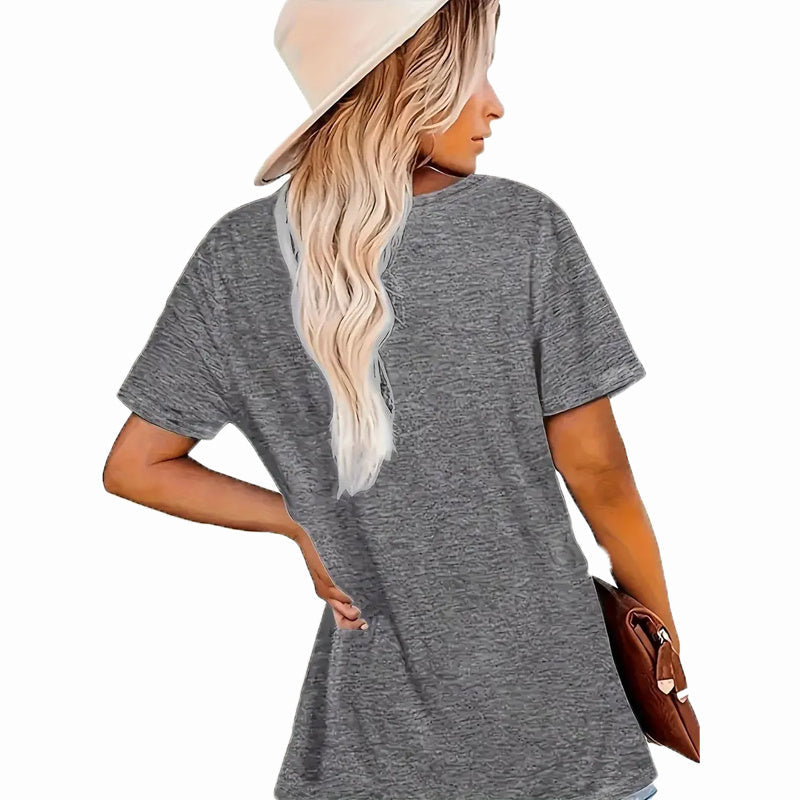 Women's Round Neck Short Sleeve T-Shirt Grey Donkey Graphic Tee - Image 2