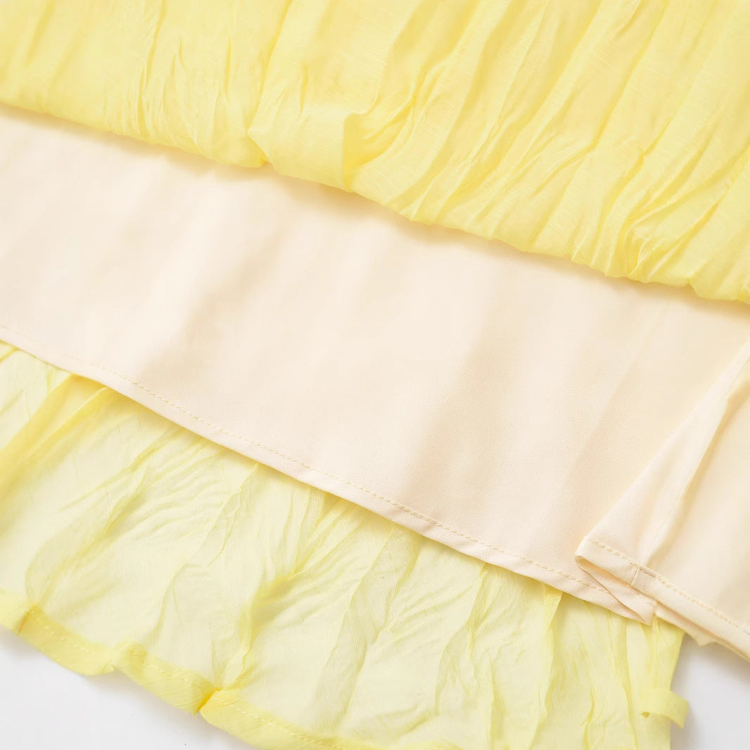 Elastic Waist Pleated Maxi Skirt in Vibrant Yellow for Women - Image 4