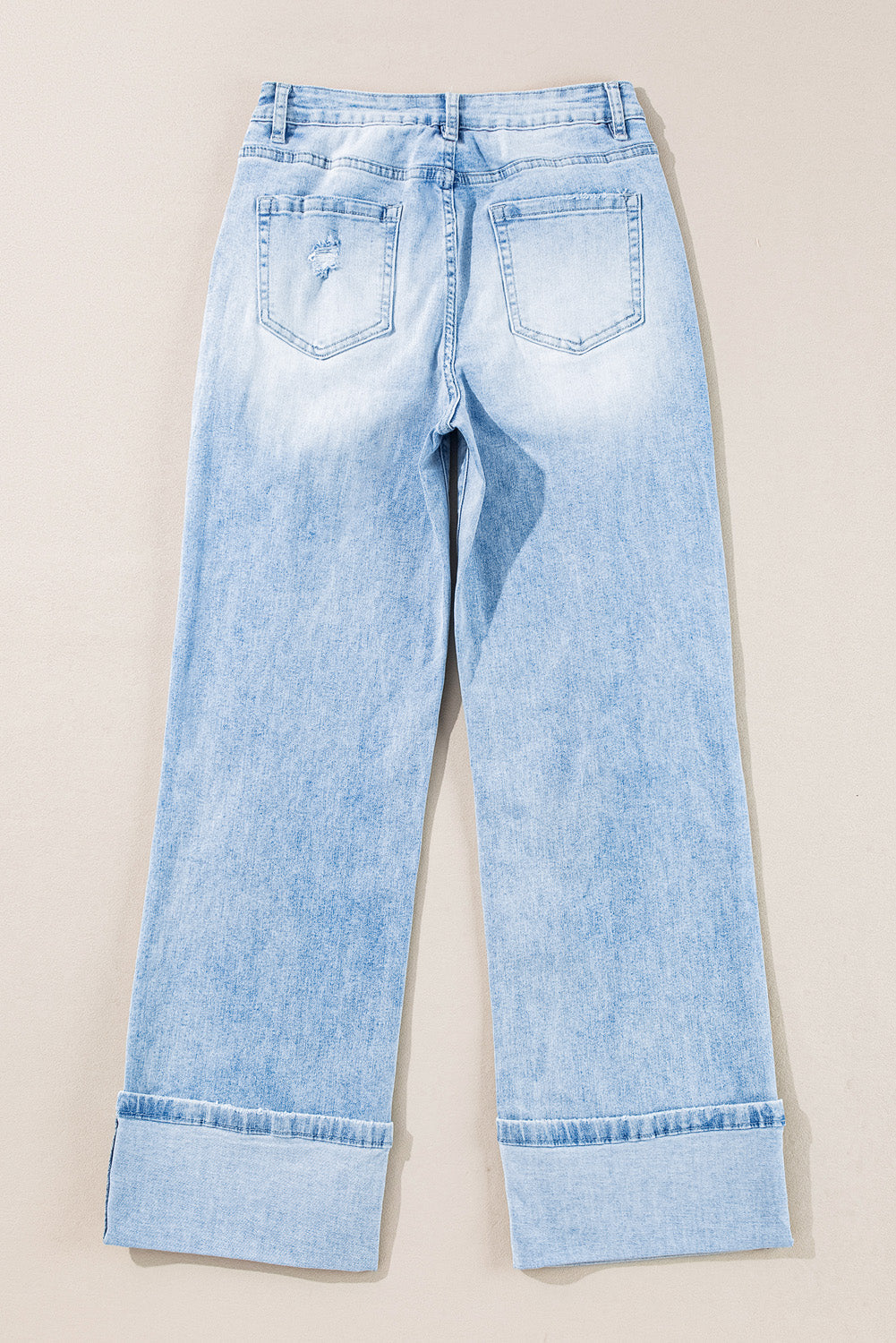 Distressed Light Wash Straight Leg Denim Jeans for Women