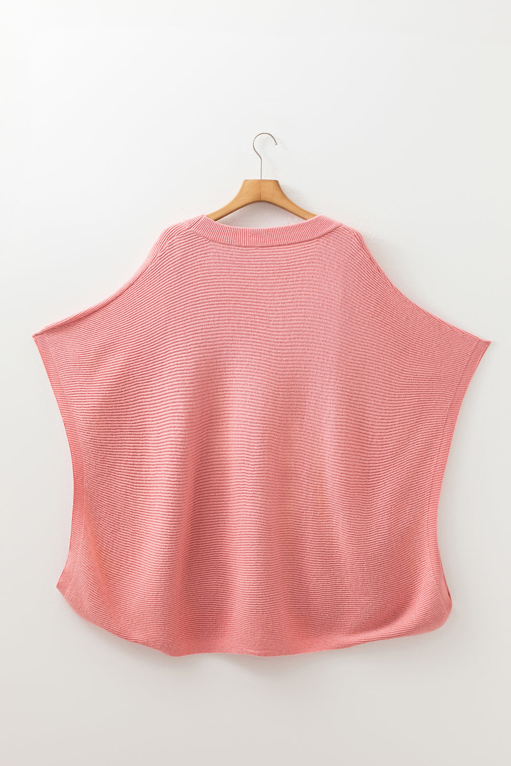 Plus Size Ribbed Knit Crewneck Poncho Sweater