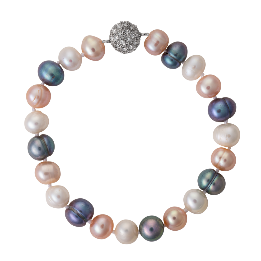 Freshwater Cultured Pearl Bracelet with Sparking Crystal Clasp - Image 8