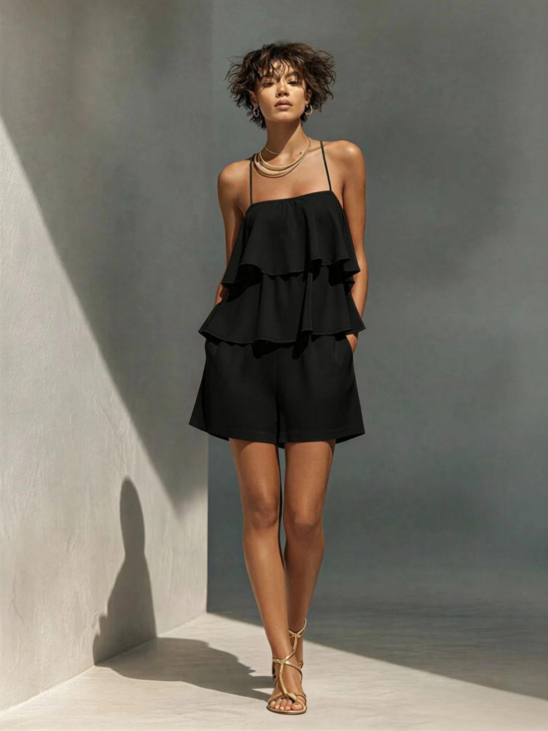 Women's Ruffle Layer Camisole and Shorts Set - Image 6