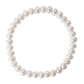 Young girl wearing a white freshwater pearl stretch bracelet on her wrist
