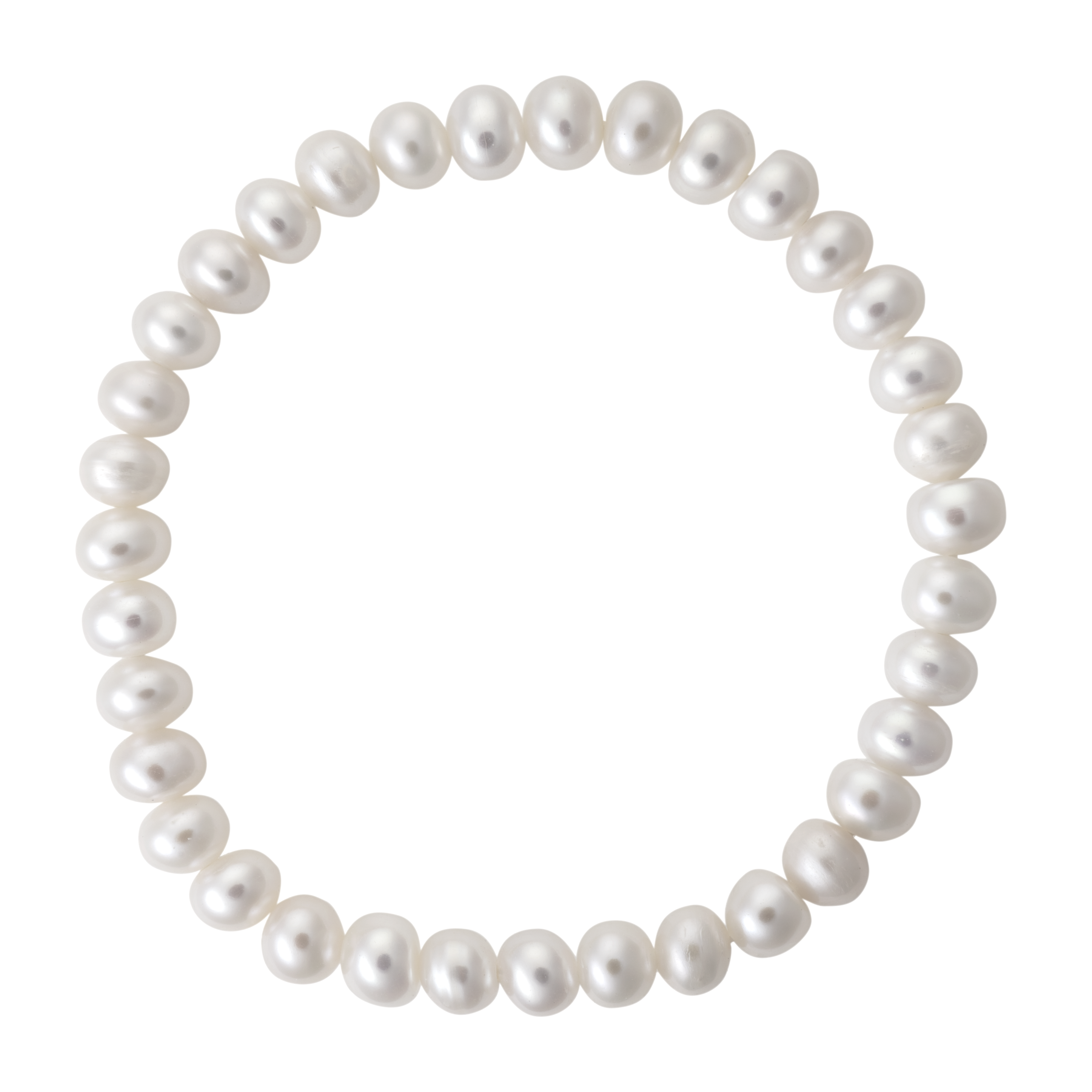 Young girl wearing a white freshwater pearl stretch bracelet on her wrist
