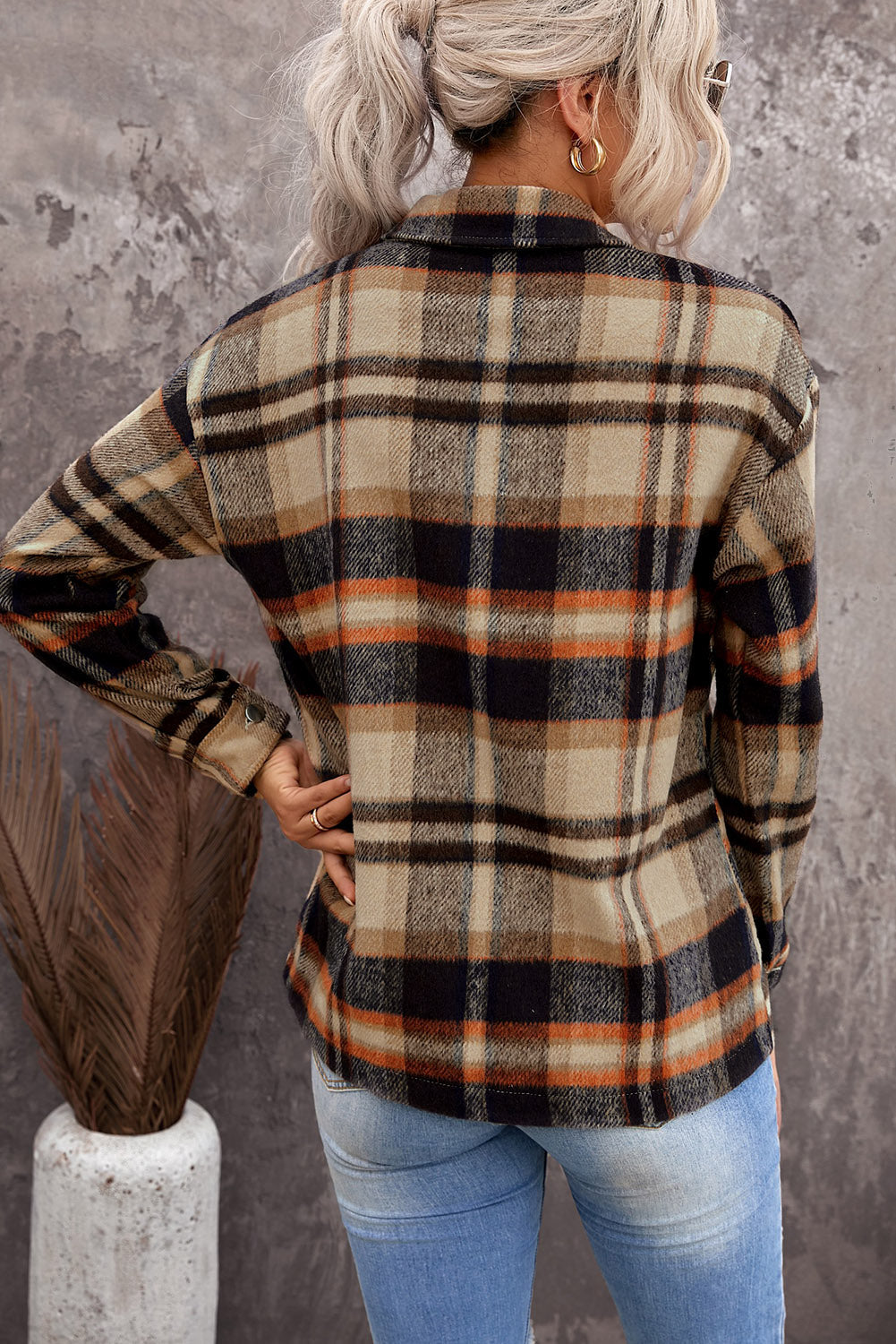 Brown Plaid Flannel Shacket | Button-Up Long Sleeve