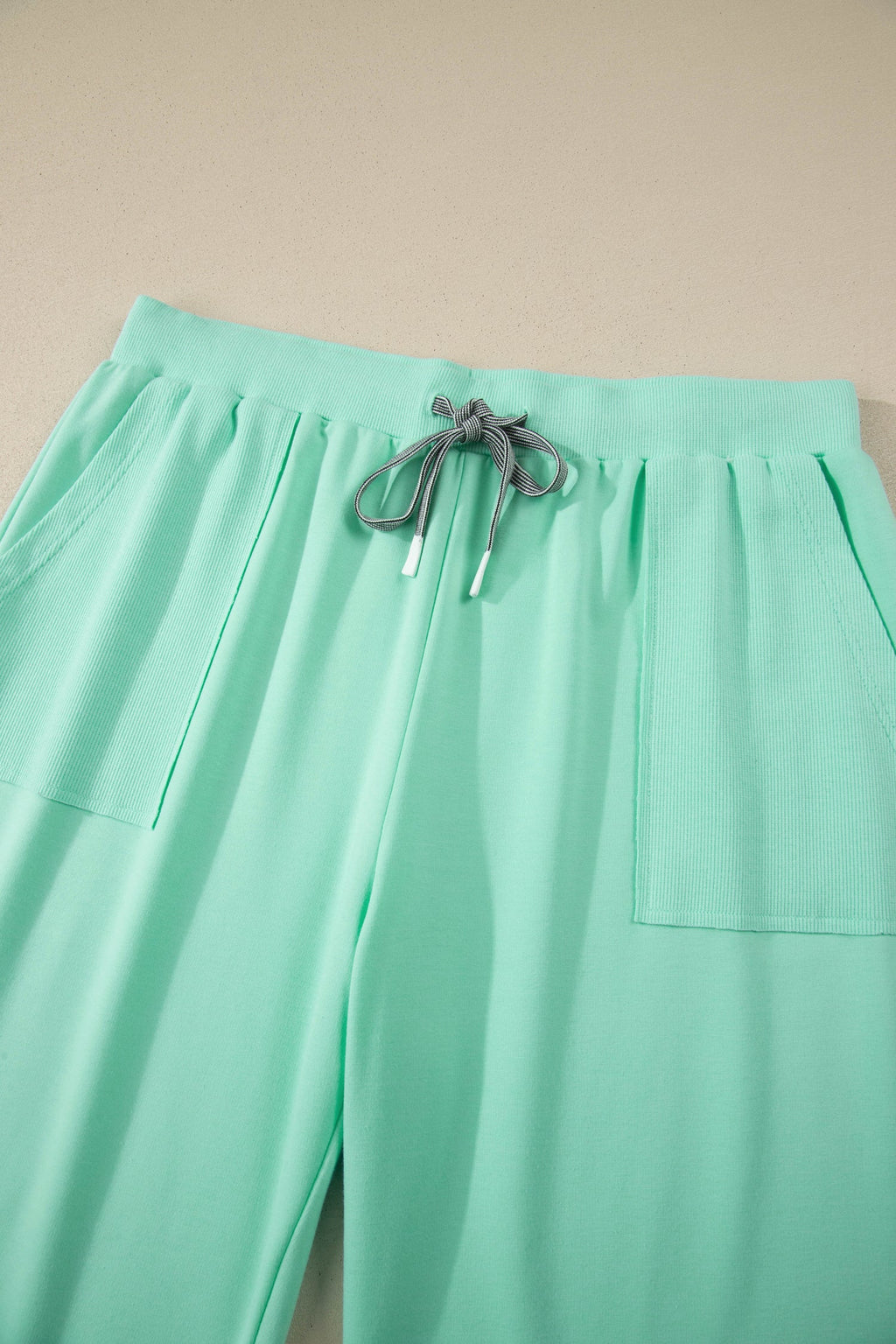 Solid V-Neck Tee and Drawstring Pants Loungewear Set