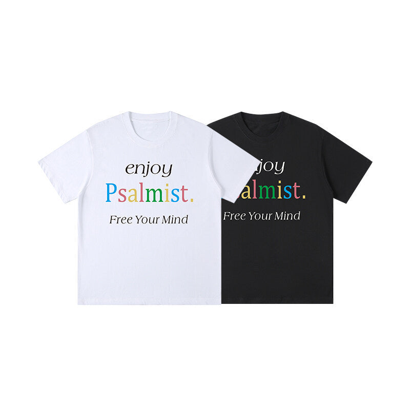 White Loose Fit Letter Print Short Sleeve T-Shirt for All - Image 5