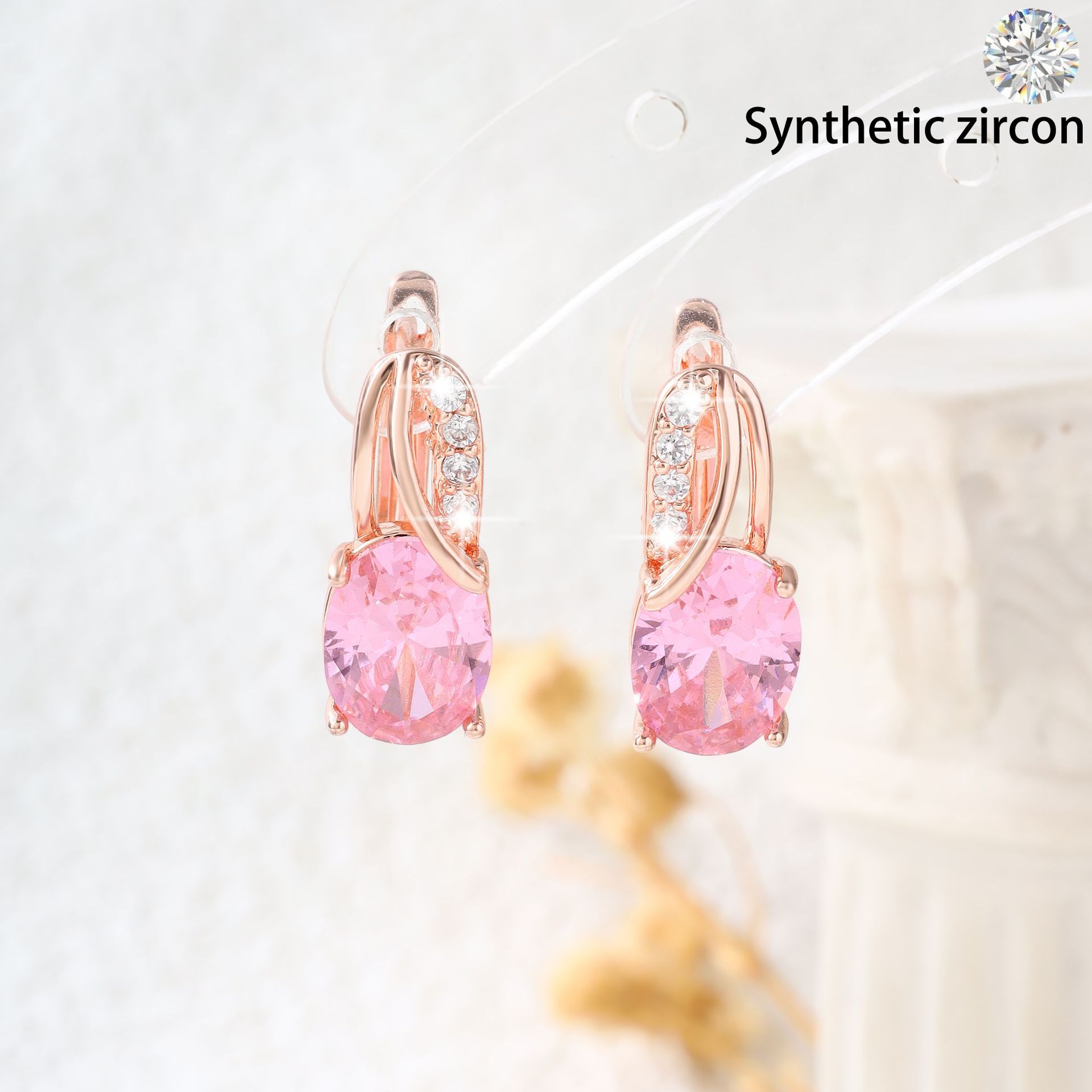 High-End Oval Colored Zircon Earrings