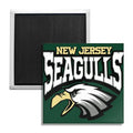 A 2x2 inch New Jersey Seagulls novelty fridge magnet for home decor