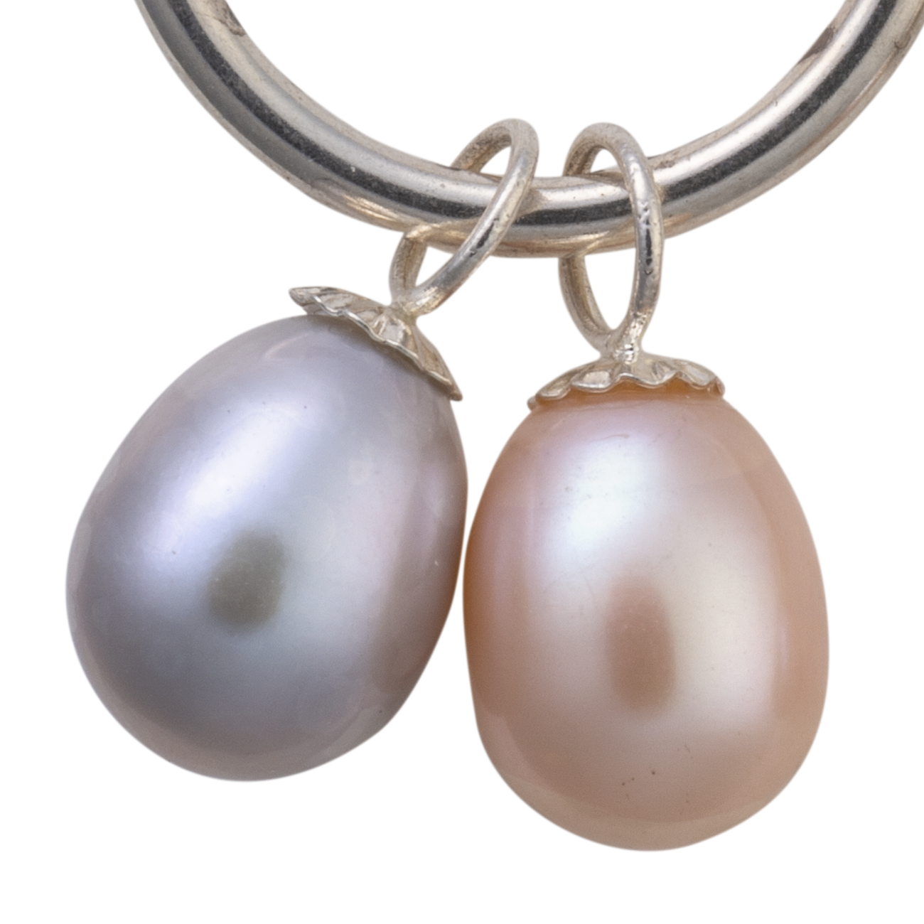 Double Pearl Hoop Earrings in Sterling Silver or Gold - Image 7
