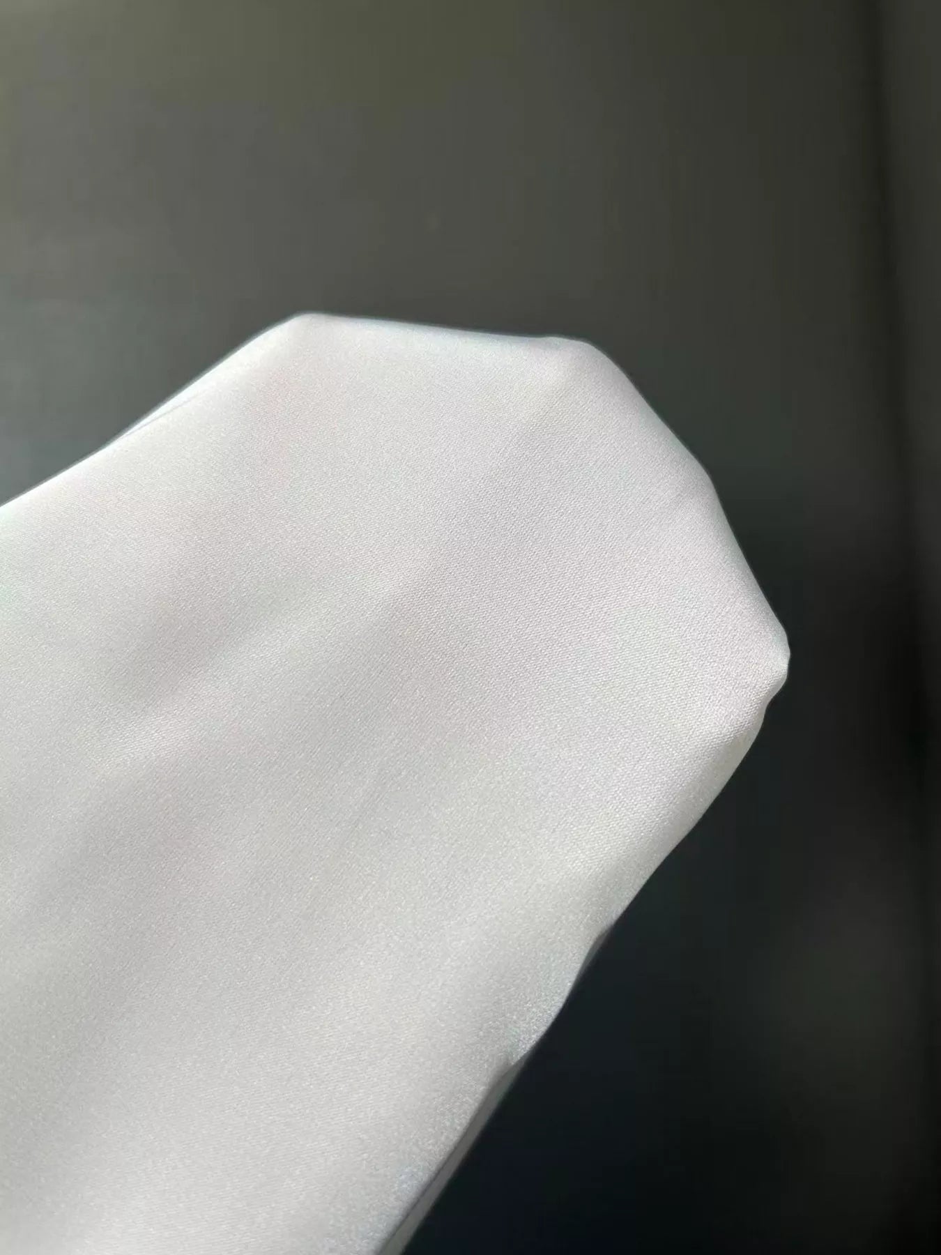 White V-Neck Ruched Long Sleeve Blouse Elegant Satin Style Top - Image 7