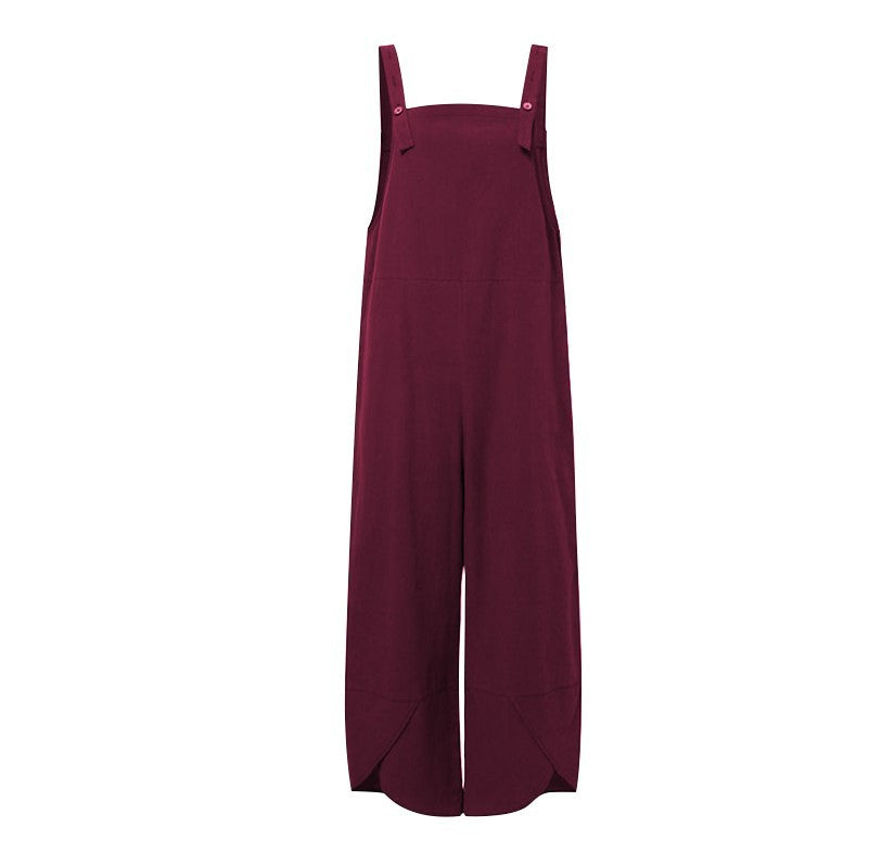 Women's Casual Solid Color Wide Leg Overalls Jumpsuit - Image 10