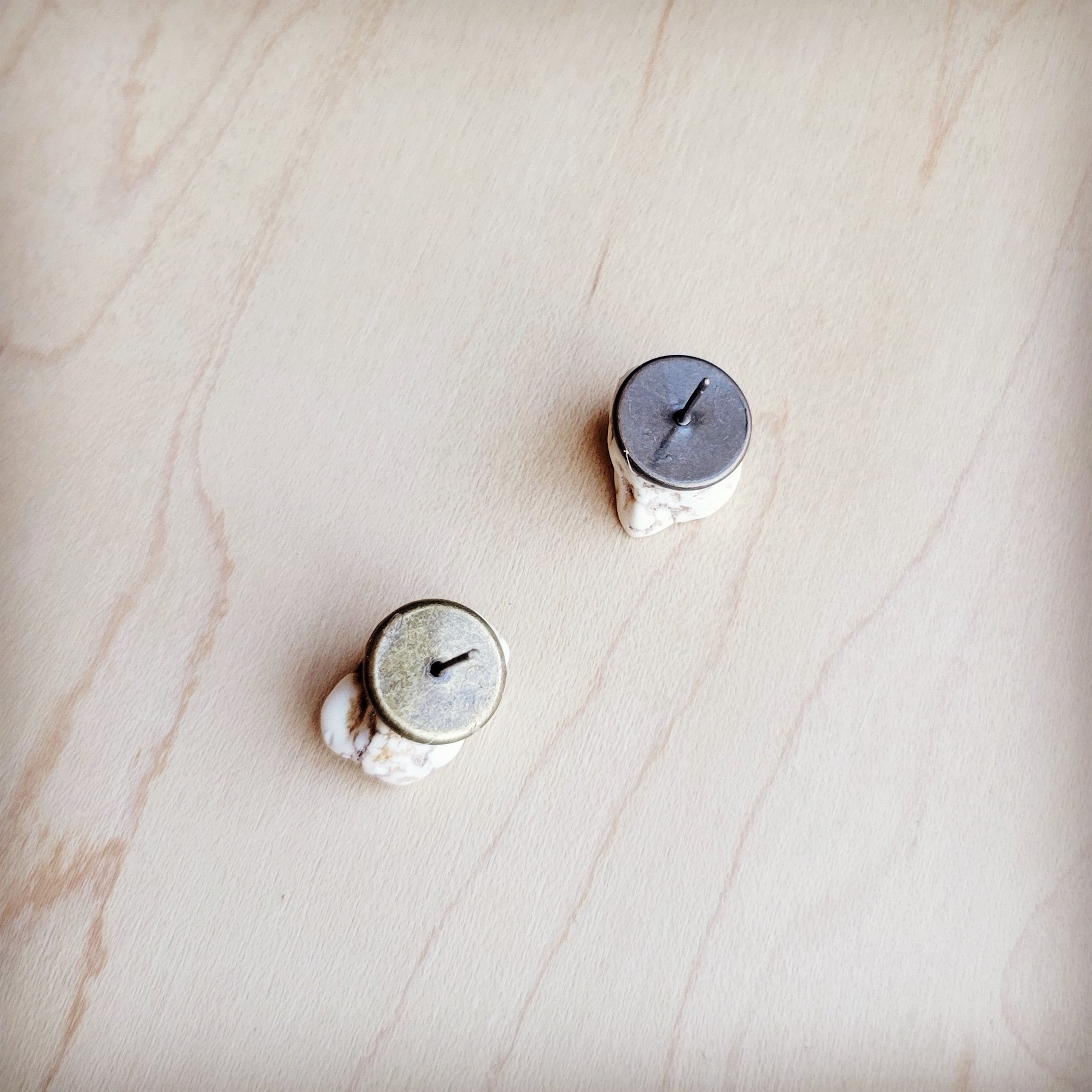 White Turquoise Stud Earrings - Boho Handcrafted