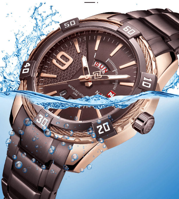 Men's Waterproof Chronograph Watch with Date Display - Modern Metal