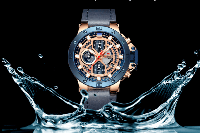 Men's Waterproof Casual Chronograph Watch with Leather Strap