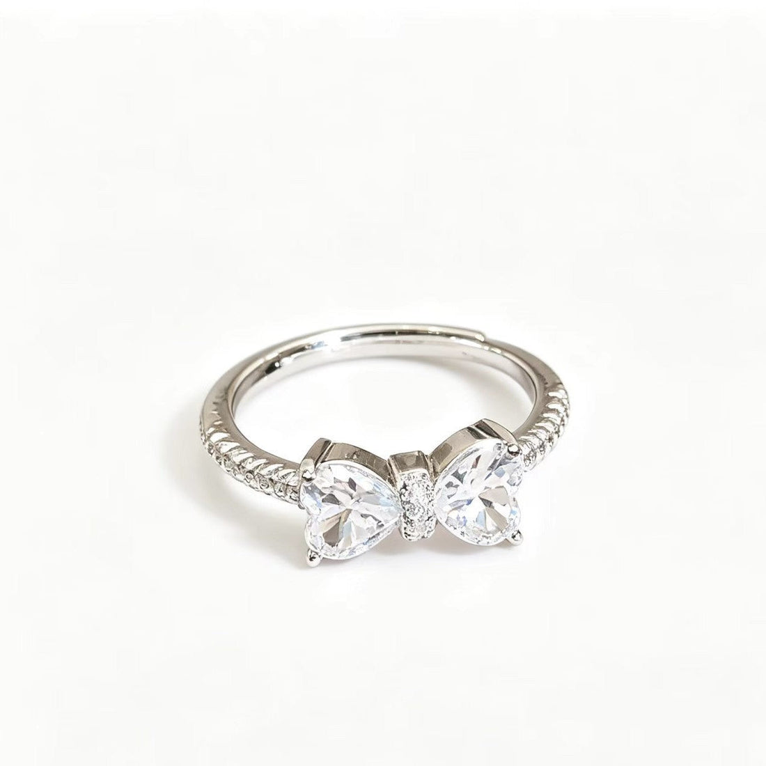 Dainty Silver Bowknot Ring for Women