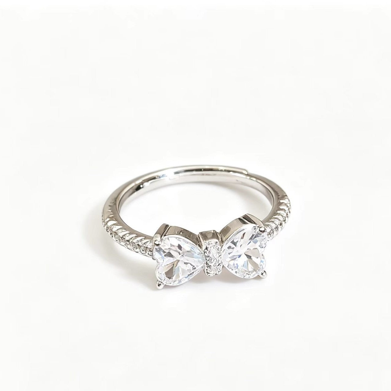 Dainty Silver Bowknot Ring for Women