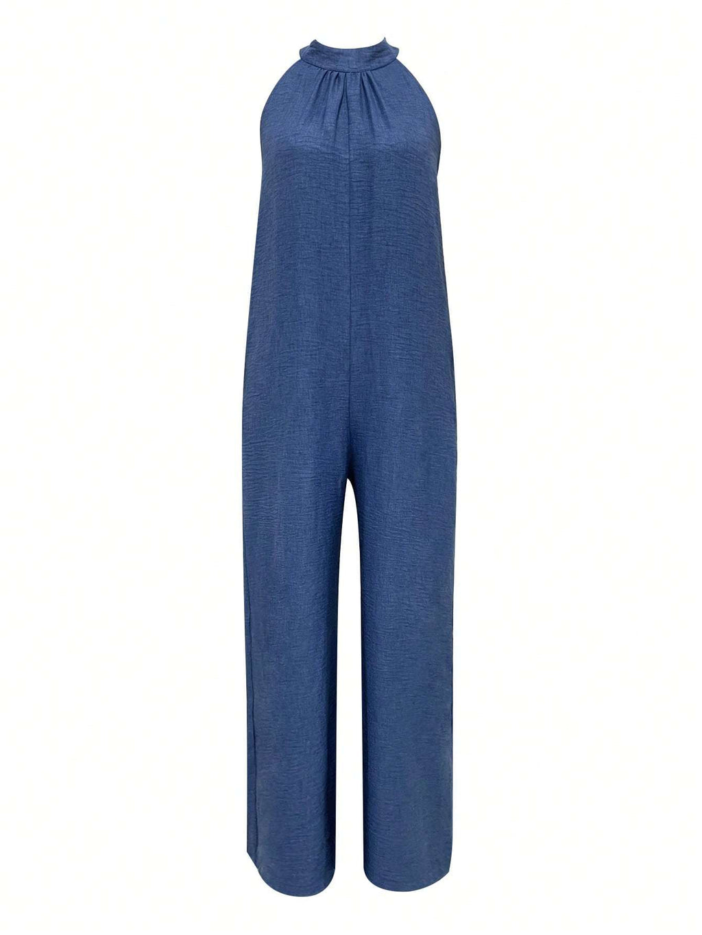 Sleeveless Halter Ruffled Cami Jumpsuit with Flared Hem