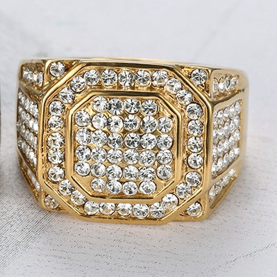 Full-Crystal Luxury Hip-Hop Men's Ring