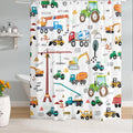 Peopleareok Excavator Kids Bathroom Shower Curtain Tractor Machinery Trucks Shower Curtain Construction Vehicle Boys Shower Curtain Kids Bathroom Shower Curtain Boys Bathroom Decor 72" W x 72" L