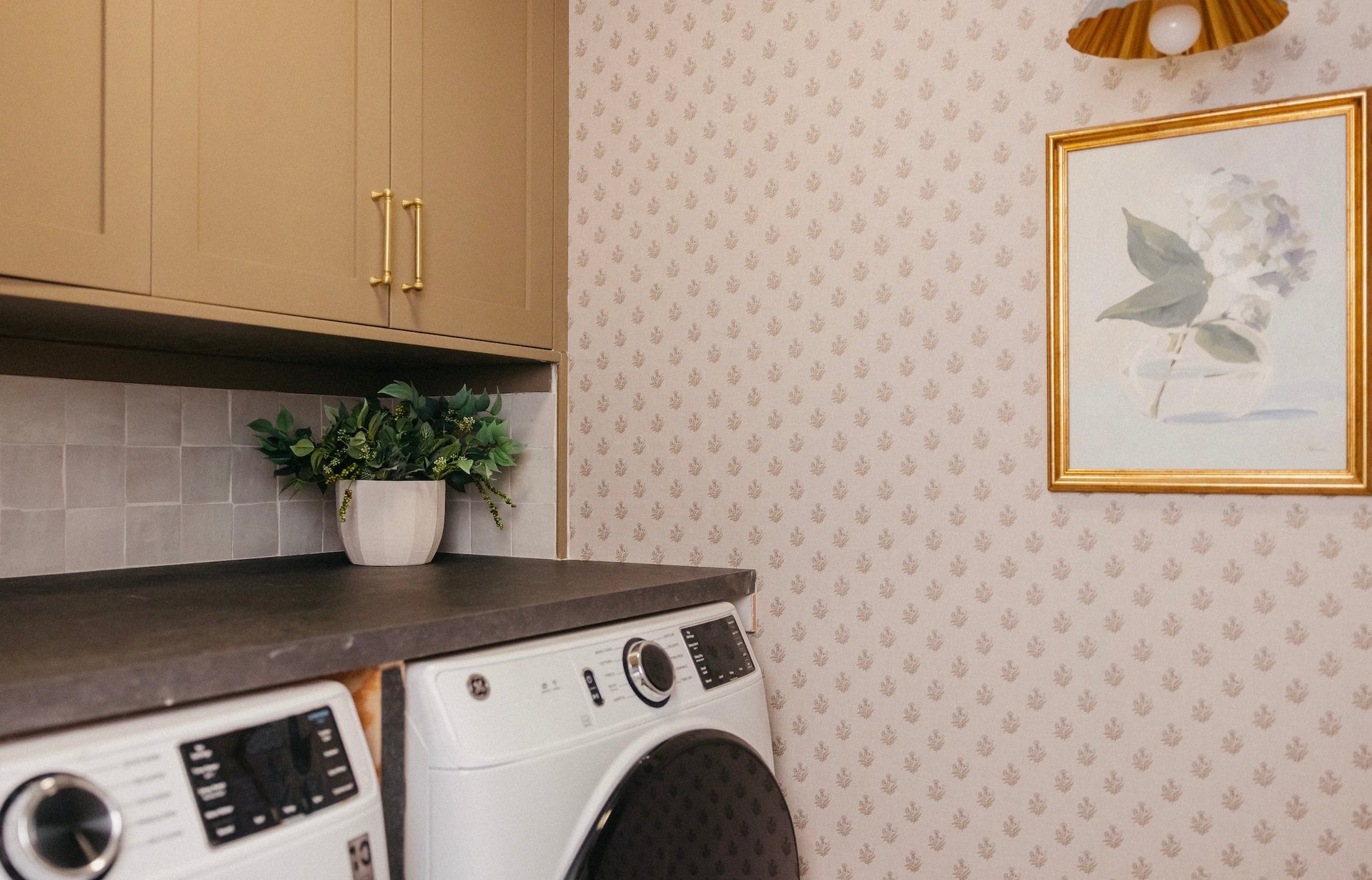 Mulberry Court Floral Removable Wallpaper in Beige and Brown