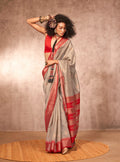 Light Grey Bhagalpuri Silk blend weaving saree