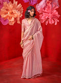 Light Pink Tissue Weaving Zari Ceremonial Contemporary Saree