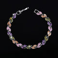 Dainty Leaf Zircon Bracelet in S925 Silver, Nature-Inspired Jewelry