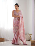 Elegant pink georgette classic saree with detailed sequin embellishments