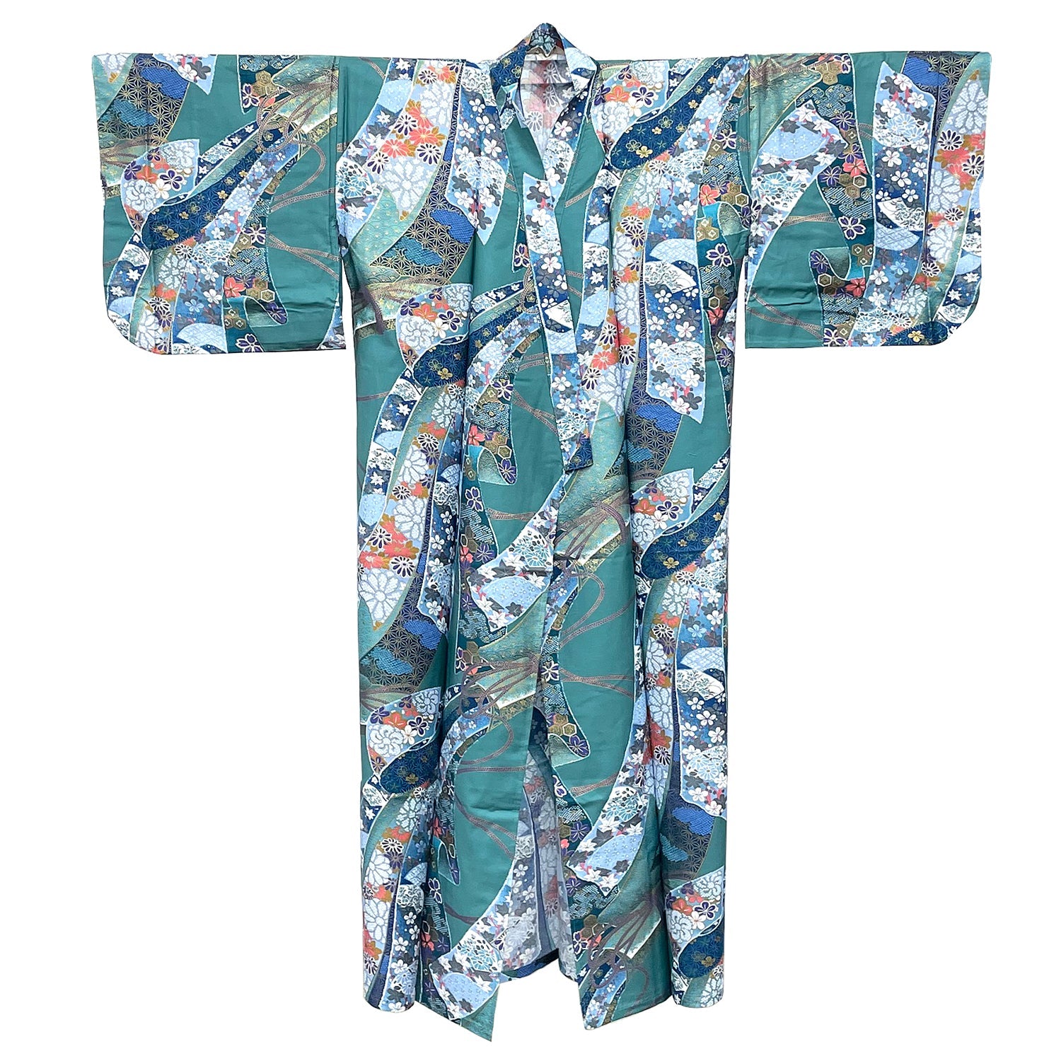 Japanese Traditional Kimono Robe - Green Floral