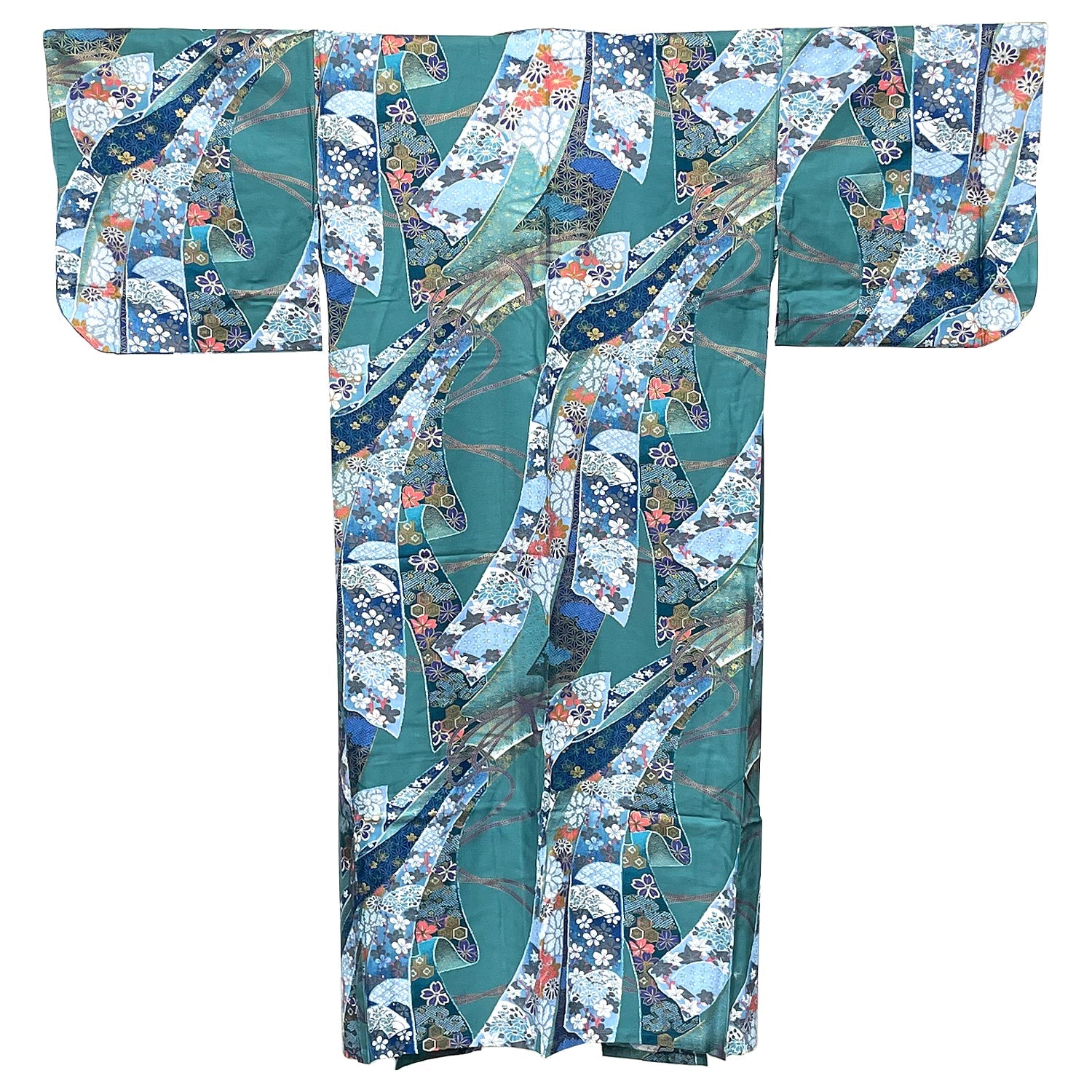 Japanese Traditional Kimono Robe - Green Floral