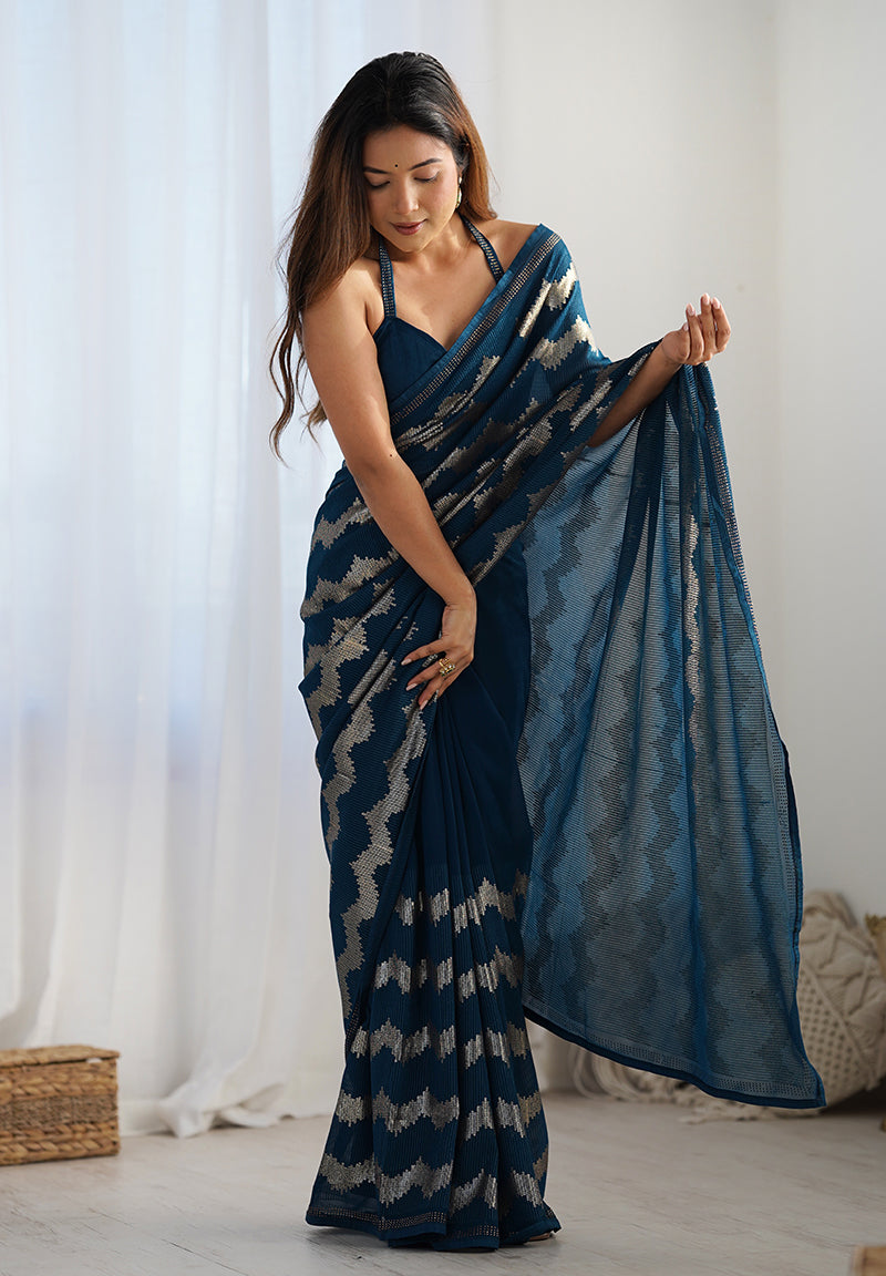Morpeach Georgette Trendy Saree with Sequins Work