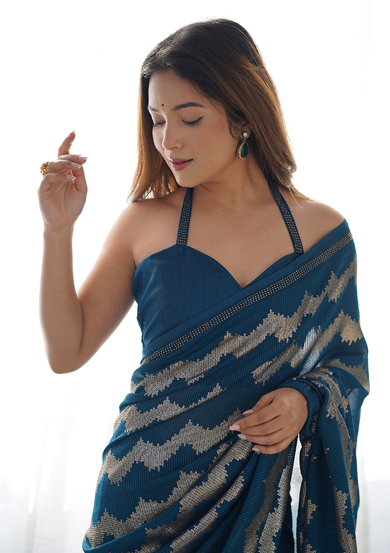 Morpeach Georgette Trendy Saree with Sequins Work
