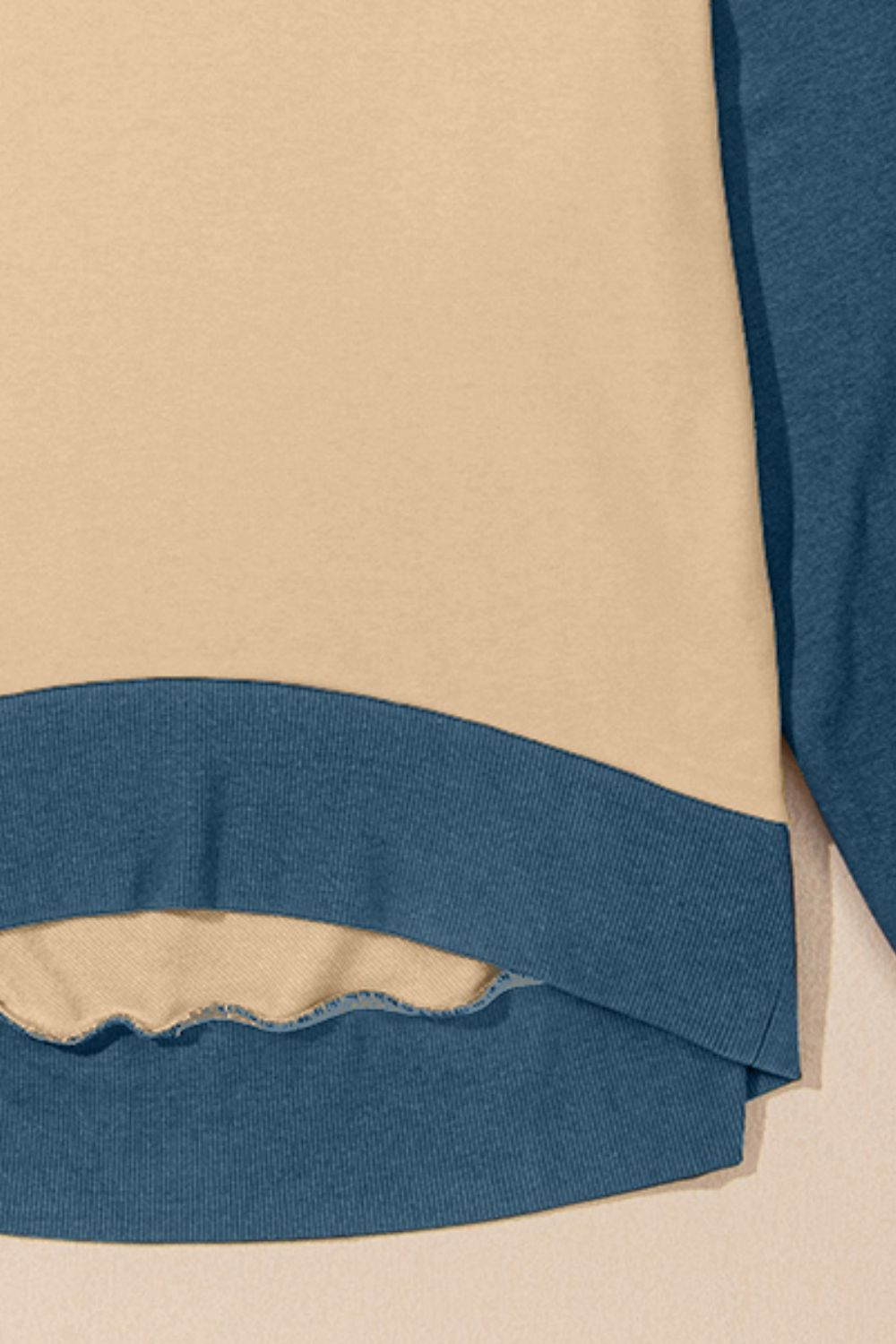 Women's Contrast Crewneck Sweatshirt in Beige and Grey