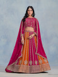 Rani Pink embroidered faux georgette lehenga choli with traditional detailing
