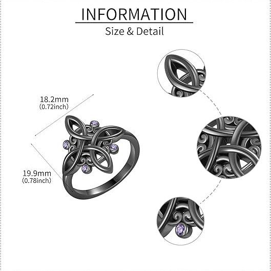 Purple Zircon Gun Black Personalized Hollow-Out Ring European And American High-End Style