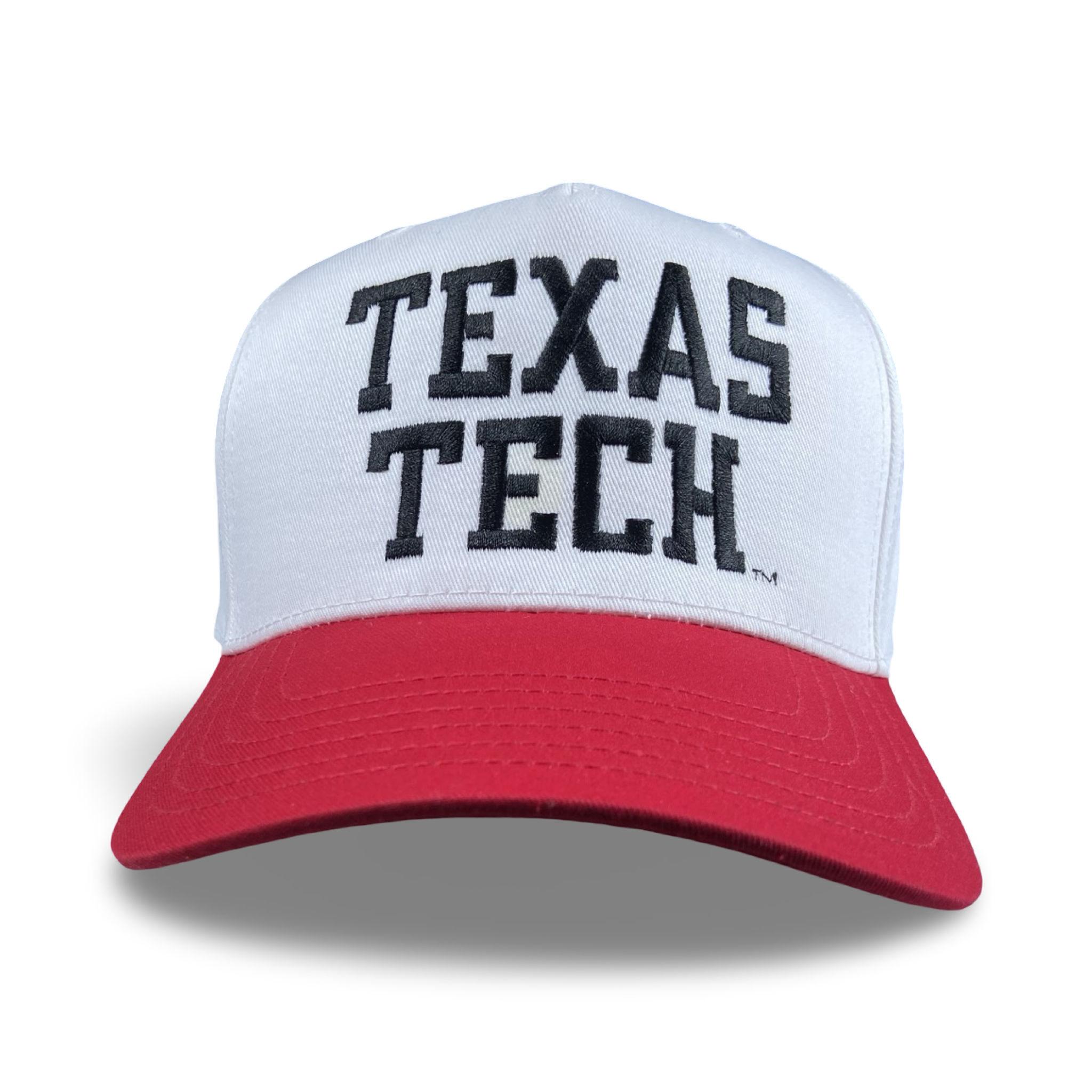 Texas Tech trucker hat with bold red, white, and black embroidery on a structured crown.