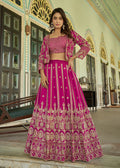 Magenta Chinnon Koti style lehenga choli with heavy embroidery