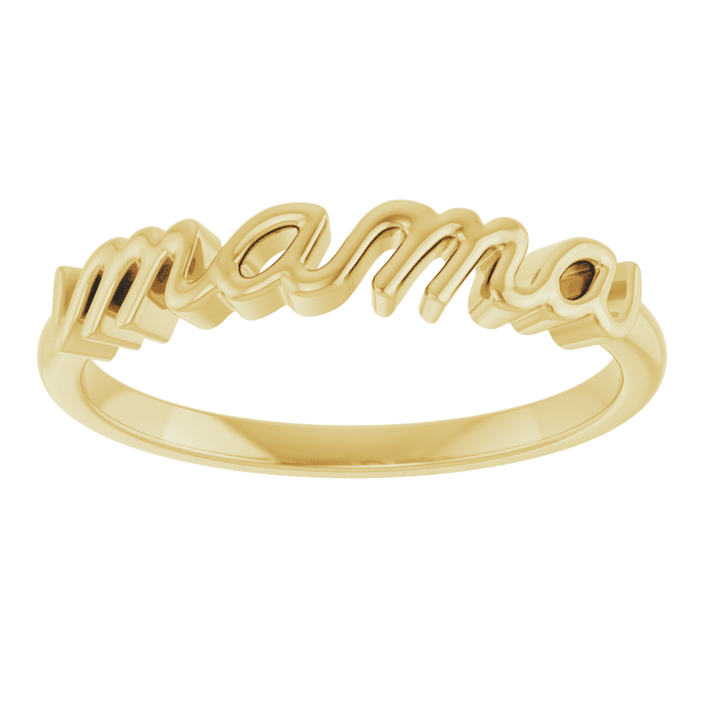 Mama Script Ring in Polished Gold - Minimalist Sentimental Jewelry