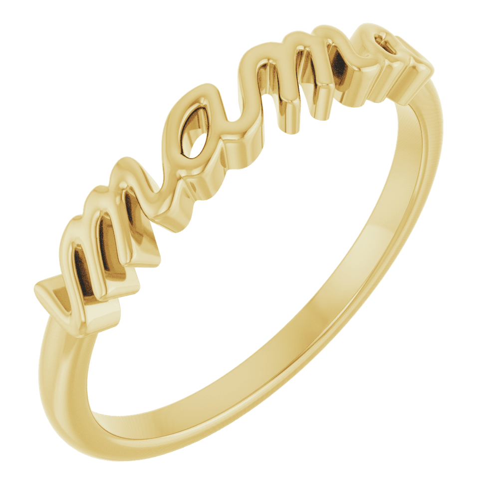 Mama Script Ring in Polished Gold - Minimalist Sentimental Jewelry