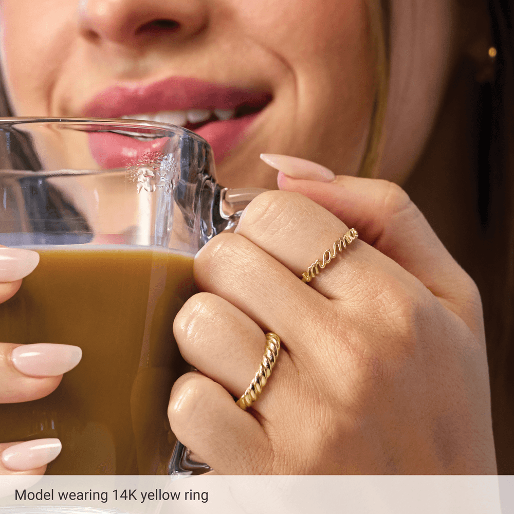 Mama Script Ring in Polished Gold - Minimalist Sentimental Jewelry