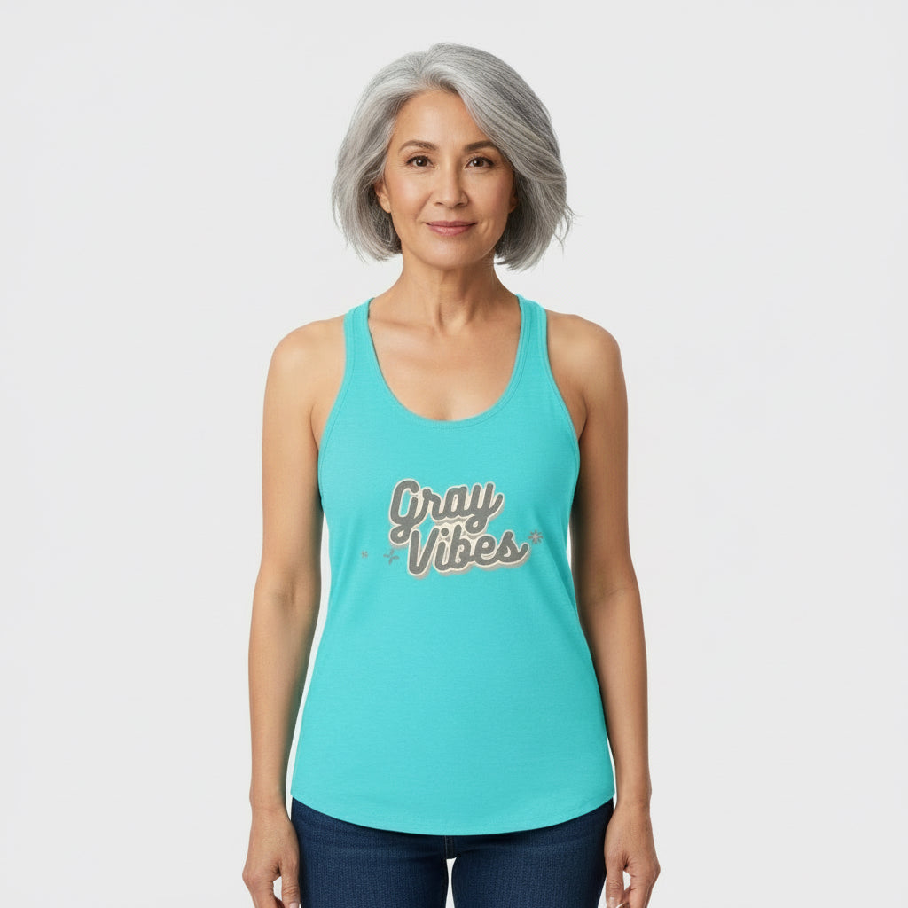 Women's Tri-Blend Racerback Tank Top in Gray Vibes