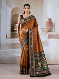 Rust Handloom Silk Blend Designer Woven Saree