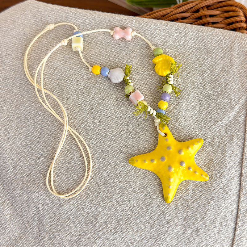 Dopamine Colorful Starfish Beaded Necklace For Women