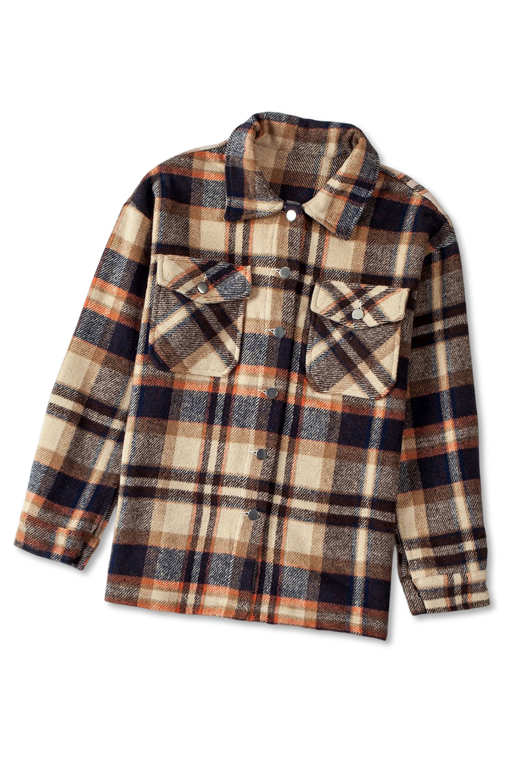 Brown Plaid Flannel Shacket | Button-Up Long Sleeve