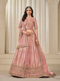 Embroidered Pink A-Line Lehenga Choli for Wedding Reception